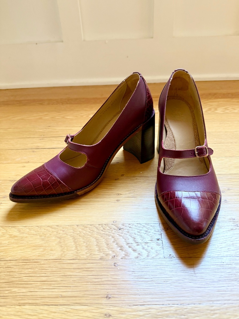 The Office of Angela Scott Miss Eliza Red Block Heel Mary Jane Pumps